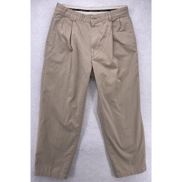 Polo Ralph Lauren Pants Men's 33x30 Khaki Tan Chino Hampton Relaxed Fit Pleated - Picture 16 of 16